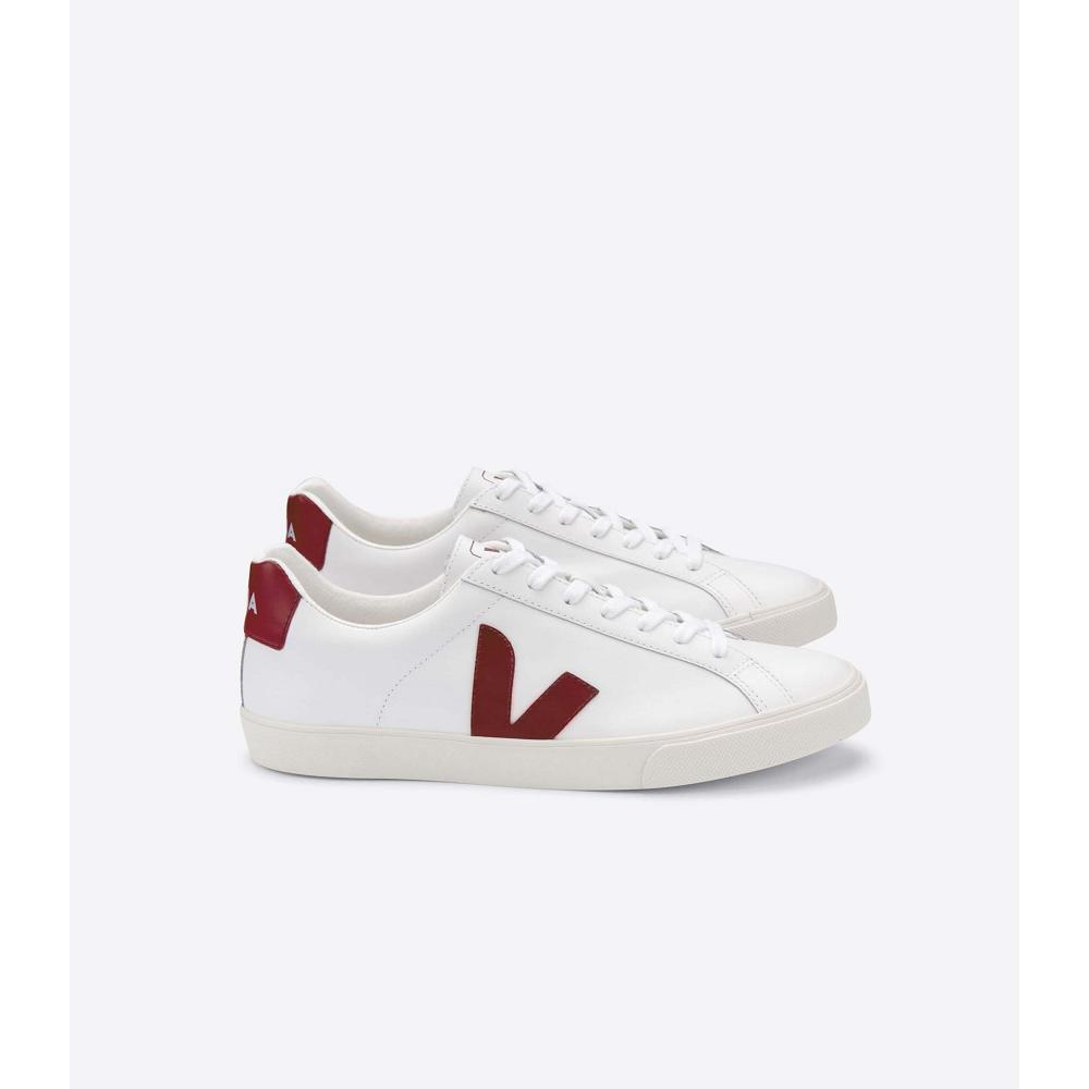 Men\'s Veja ESPLAR LEATHER Sneakers White/Red | ZA 304XYU